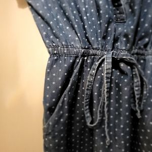 Old Navy Summer Mini Dress, Casual, Size XS, Color:Jeans Blue/ White dots.